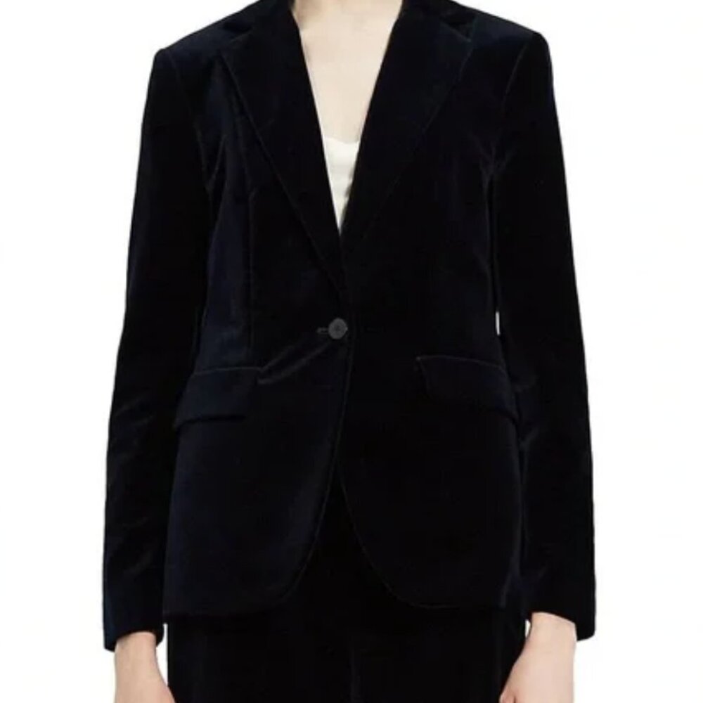 Theory Black Velvet Blazer Jacket Size 4